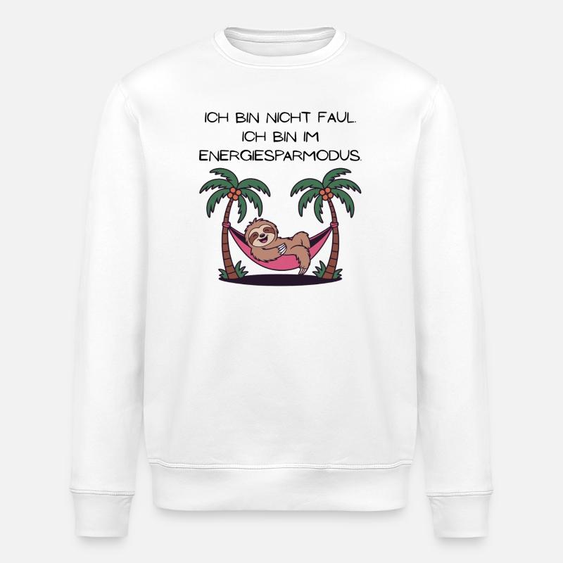 Faultier in Palmen-Hängematte - Stanley/Stella Unisex Bio-Sweatshirt ROLLER - Weiß
