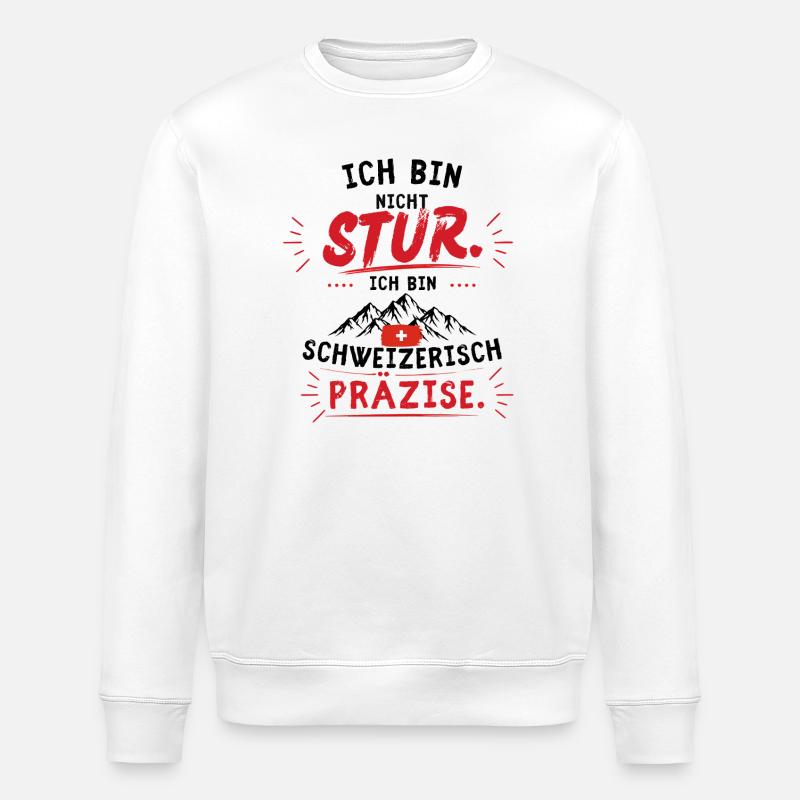 Nicht stur, Schweizer Präzise - Stanley/Stella Unisex Bio-Sweatshirt ROLLER - Weiß