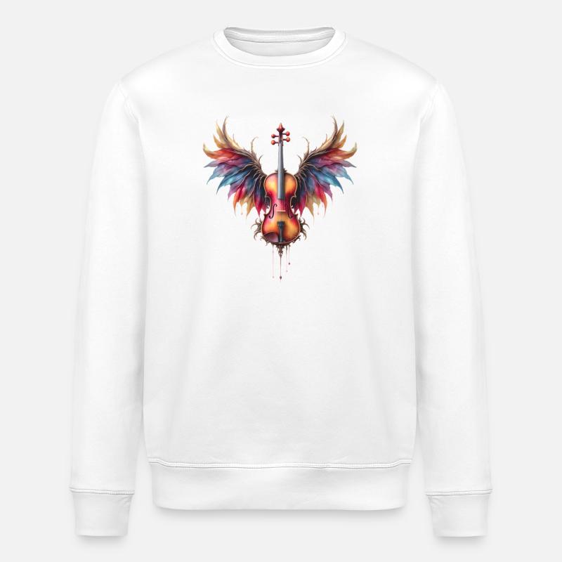 Violon aux ailes arc-en-ciel - Sweat bio ROLLER Stanley/Stella Unisexe - blanc