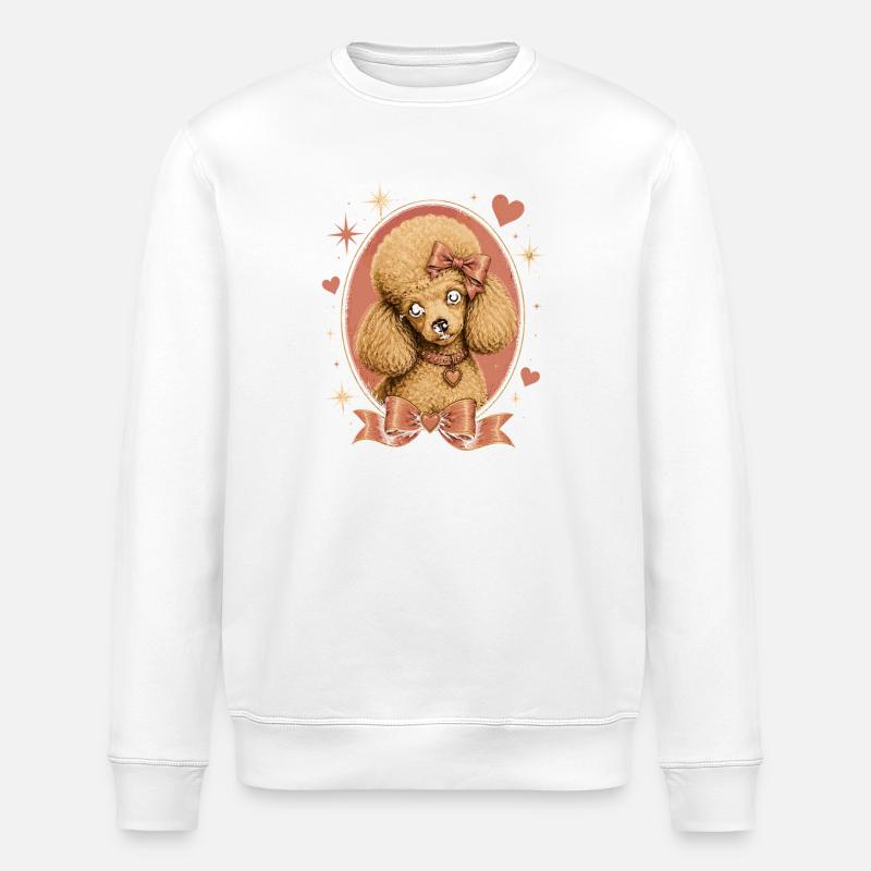 Caniche rose avec nœud - Sweat bio ROLLER Stanley/Stella Unisexe - blanc