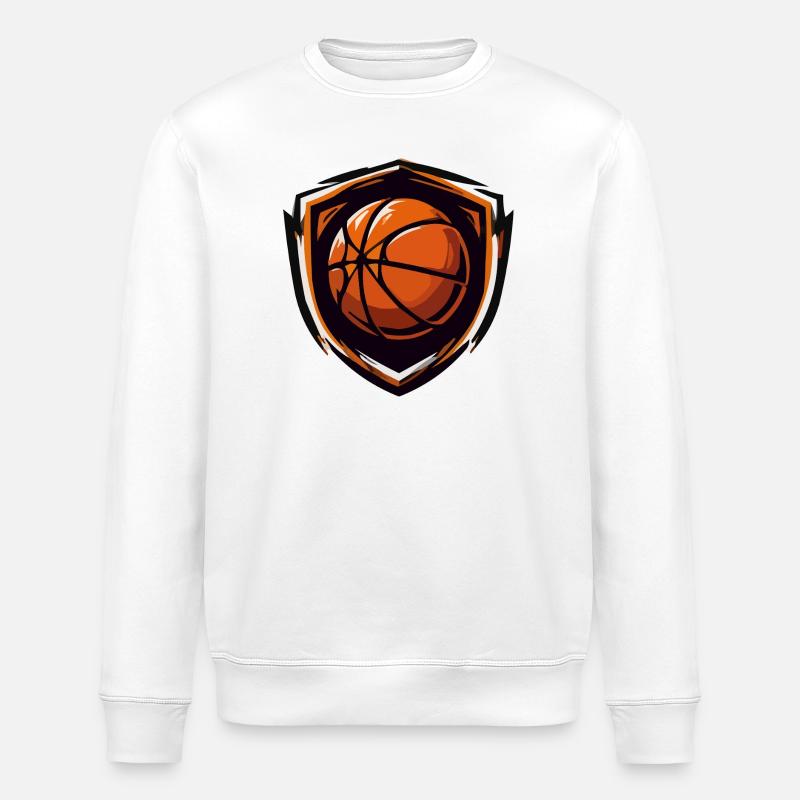 Basketball Shield Emblem Orange - Stanley/Stella ROLLER Unisex Organic Sweatshirt - white