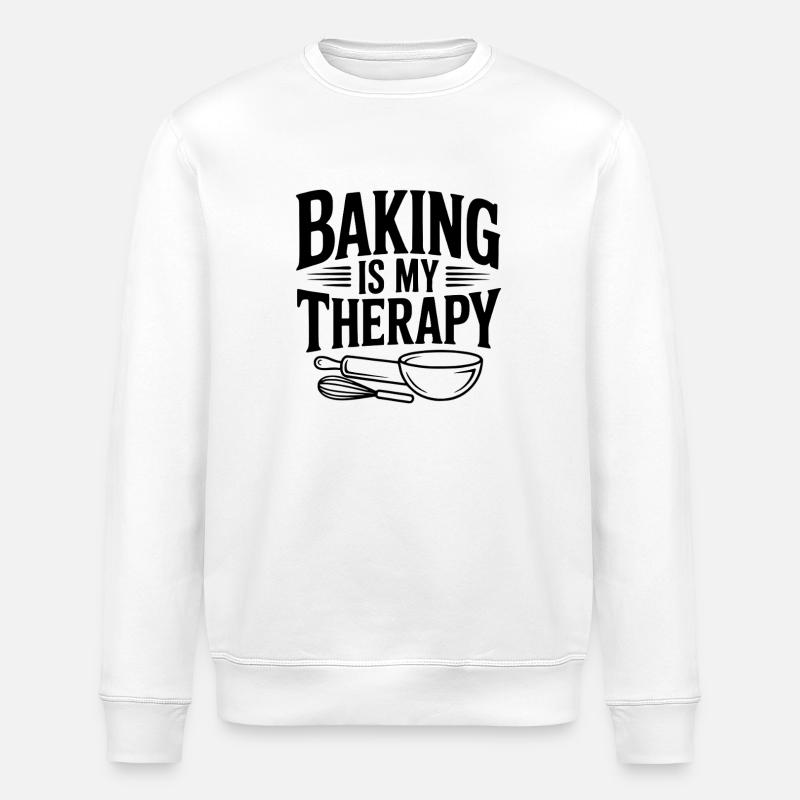 Baking Is My Therapy - Stanley/Stella ROLLER Unisex Organic Sweatshirt - white