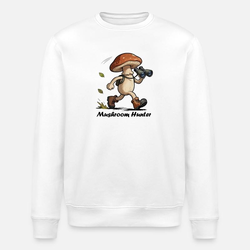 Pilz mit Fernglas, Pilzjäger - Stanley/Stella Unisex Bio-Sweatshirt ROLLER - Weiß