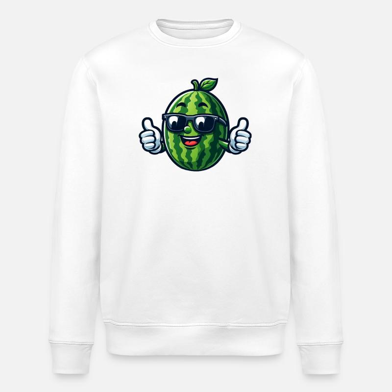 Cool Watermelon Sunglasses Summer Fruit - Stanley/Stella ROLLER Unisex Organic Sweatshirt - white