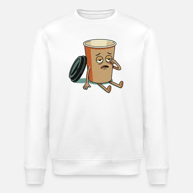Exhausted Coffee Cup Figure - Stanley/Stella ROLLER Unisex Organic Sweatshirt - white