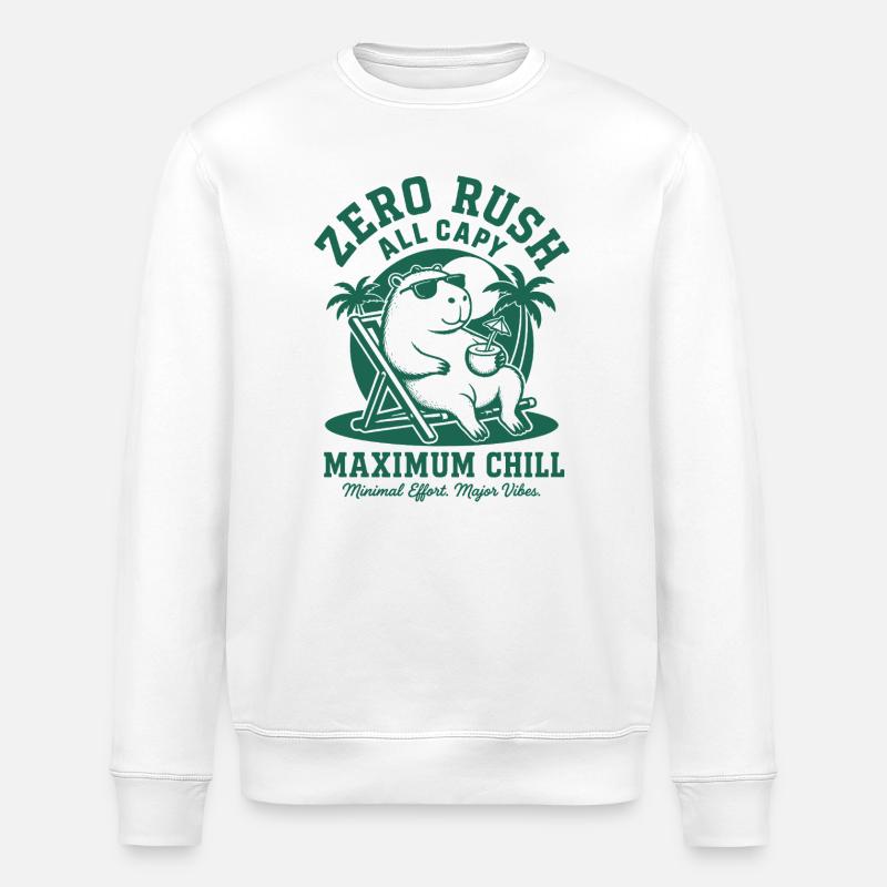 Zero Rush Capybara Chill - Stanley/Stella ROLLER Unisex Organic Sweatshirt - white