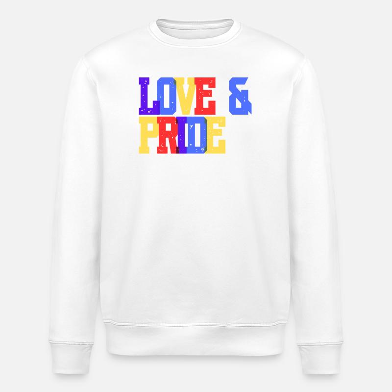 Love and Pride Rainbow - Stanley/Stella ROLLER Unisex Organic Sweatshirt - white