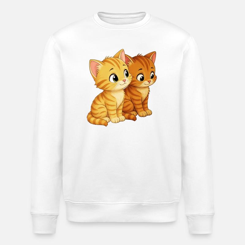 Kätzchen sitzen nebeneiander - Stanley/Stella Unisex Bio-Sweatshirt ROLLER - Weiß