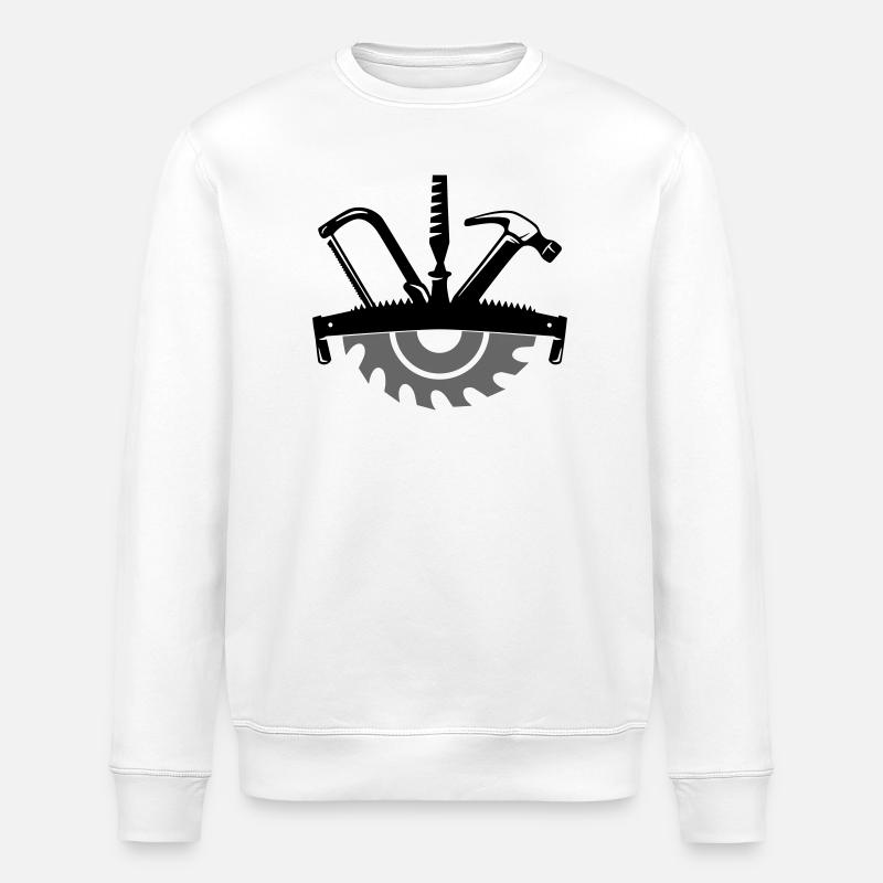 Carpenter Tool – Craftsman Logo - Stanley/Stella ROLLER Unisex Organic Sweatshirt - white