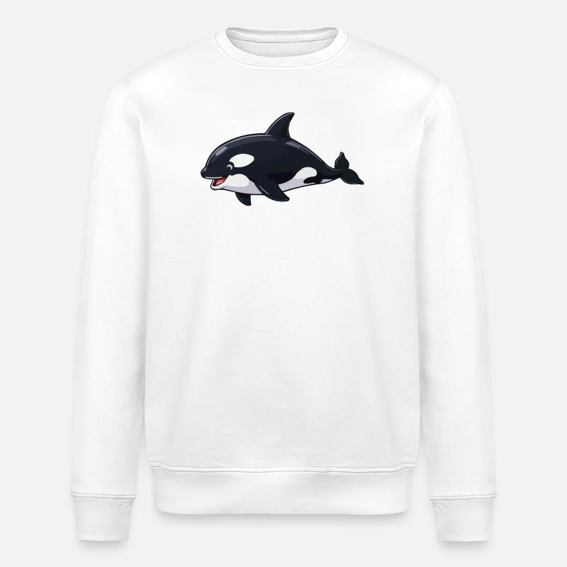Orca Cartoon Wal Design - Stanley/Stella Unisex Bio-Sweatshirt ROLLER - Weiß
