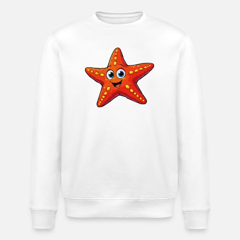 Seestern Cartoon - Stanley/Stella Unisex Bio-Sweatshirt ROLLER - Weiß