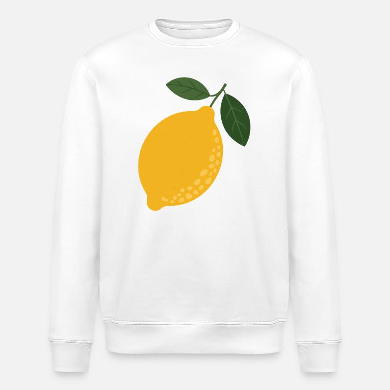 Lemon & Leaves Illustration - Stanley/Stella ROLLER Unisex Organic Sweatshirt - white