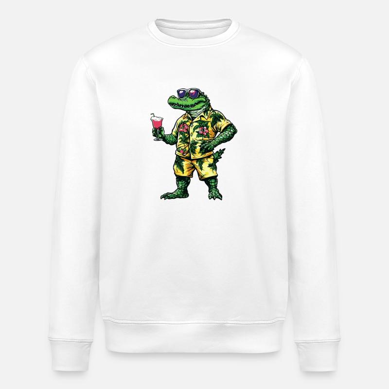 Alligator Comic Summer - Stanley/Stella ROLLER Unisex Organic Sweatshirt - white