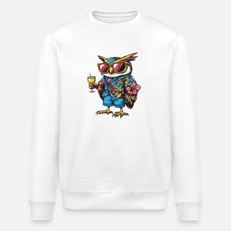 Owl Comic Summer - Stanley/Stella ROLLER Unisex Organic Sweatshirt - white