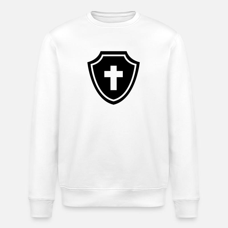 Armor of God Shield - Stanley/Stella ROLLER Unisex Organic Sweatshirt - white