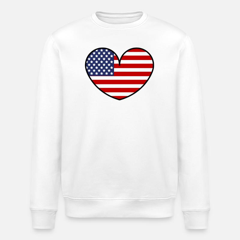 Cœur du drapeau américain - Sweat bio ROLLER Stanley/Stella Unisexe - blanc