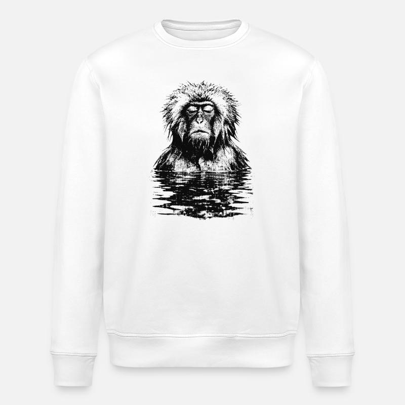 Onsen Makake Affe - Stanley/Stella Unisex Bio-Sweatshirt ROLLER - Weiß