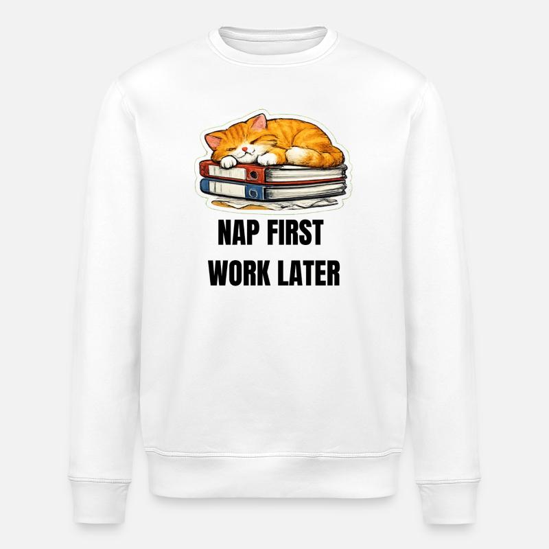 NAP FIRST WORK LATER - Stanley/Stella Unisex Bio-Sweatshirt ROLLER - Weiß