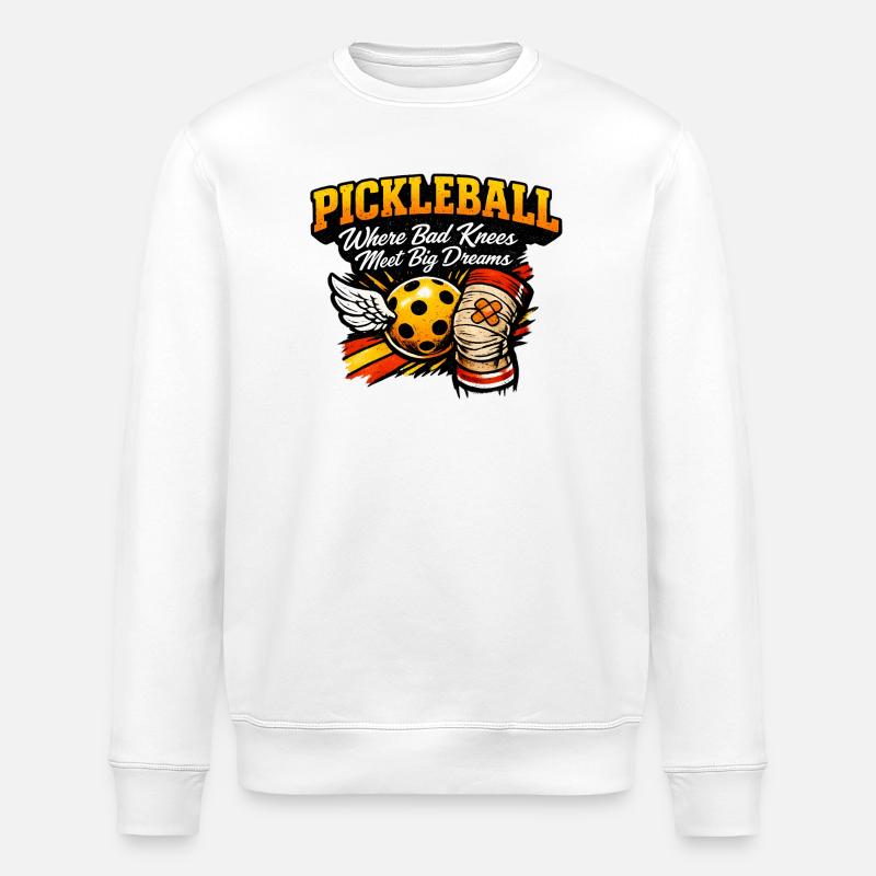 Pickleball Große Träume, Knie Power - Stanley/Stella Unisex Bio-Sweatshirt ROLLER - Weiß
