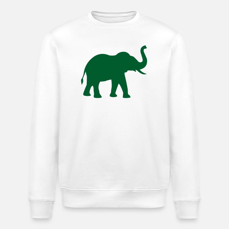 Elephant silhouette in green - Stanley/Stella ROLLER Unisex Organic Sweatshirt - white