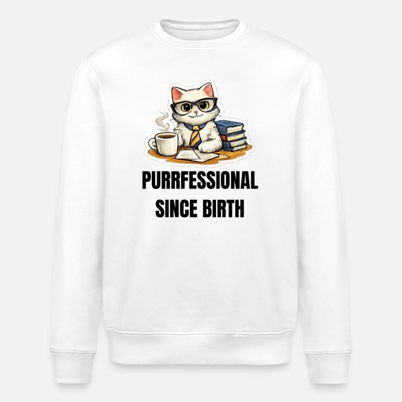 Purrrfessional Seit Geburt - Stanley/Stella Unisex Bio-Sweatshirt ROLLER - Weiß