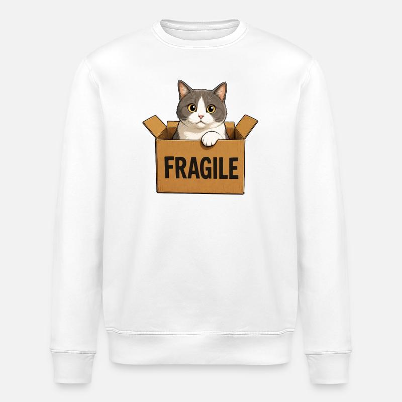 Cat in a box - Stanley/Stella ROLLER Unisex Organic Sweatshirt - white