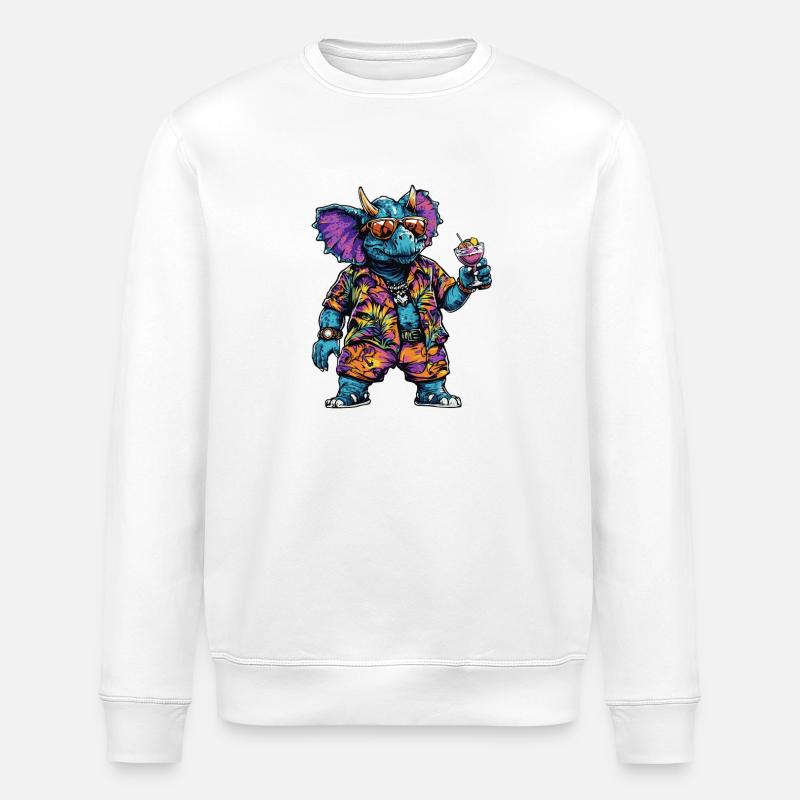 Dinosaur triceratops Comic Summer - Stanley/Stella ROLLER Unisex Organic Sweatshirt - white