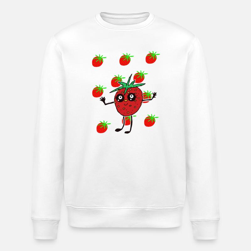 Funny Strawberry Strawberries Kids - Stanley/Stella ROLLER Unisex Organic Sweatshirt - white