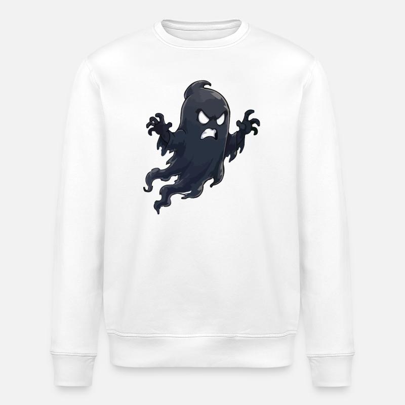 Angry Shadow Ghost - Stanley/Stella ROLLER Unisex Organic Sweatshirt - white