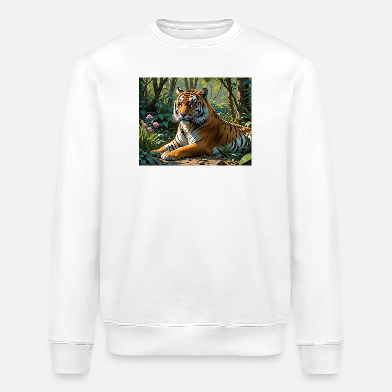 Dschungel-Tiger  - Stanley/Stella Unisex Bio-Sweatshirt ROLLER - Weiß