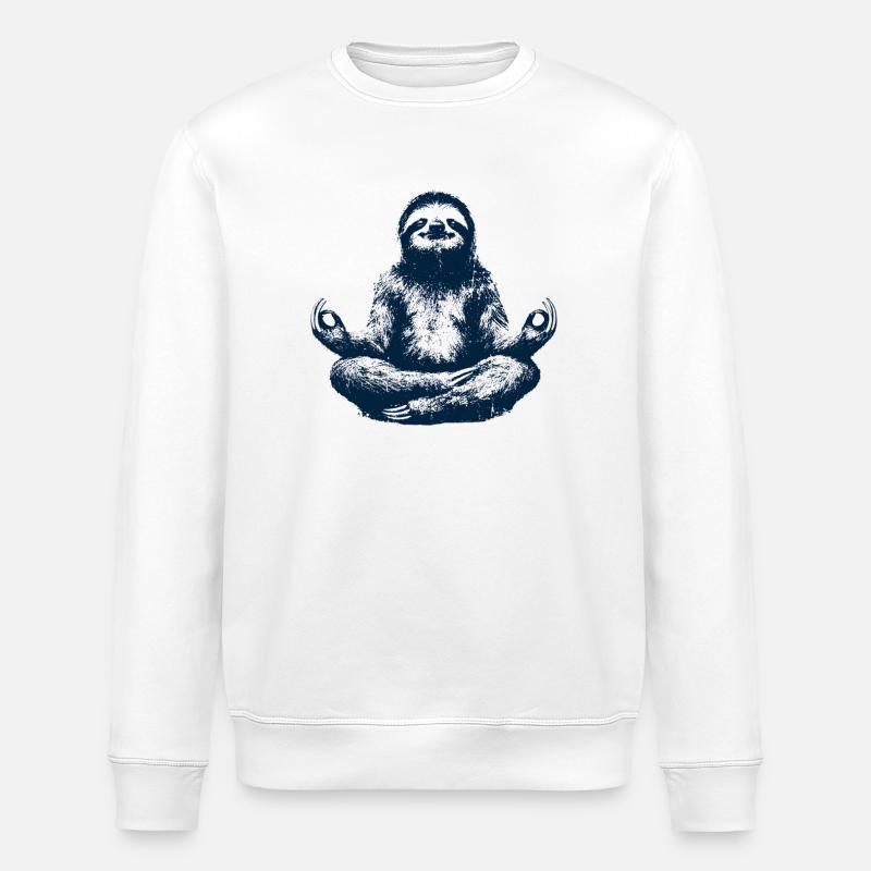 Yoga Sloth Meditating Namaste - Stanley/Stella ROLLER Unisex Organic Sweatshirt - white