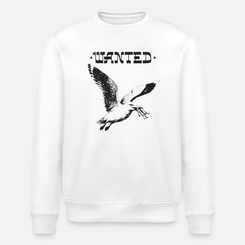 Wanted - Thieving Seagull - Stanley/Stella ROLLER Unisex Organic Sweatshirt - white