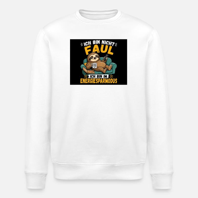 Ich bin im Energiesparmodus Faultier - Stanley/Stella Unisex Bio-Sweatshirt ROLLER - Weiß