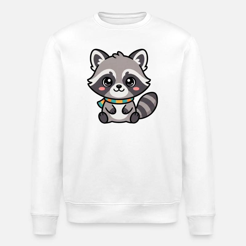 Kuschelraccoon mit Schal - Stanley/Stella Unisex Bio-Sweatshirt ROLLER - Weiß