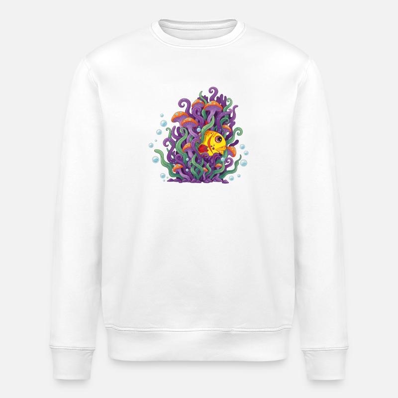 Bunter Fisch im Meereswald - Stanley/Stella Unisex Bio-Sweatshirt ROLLER - Weiß