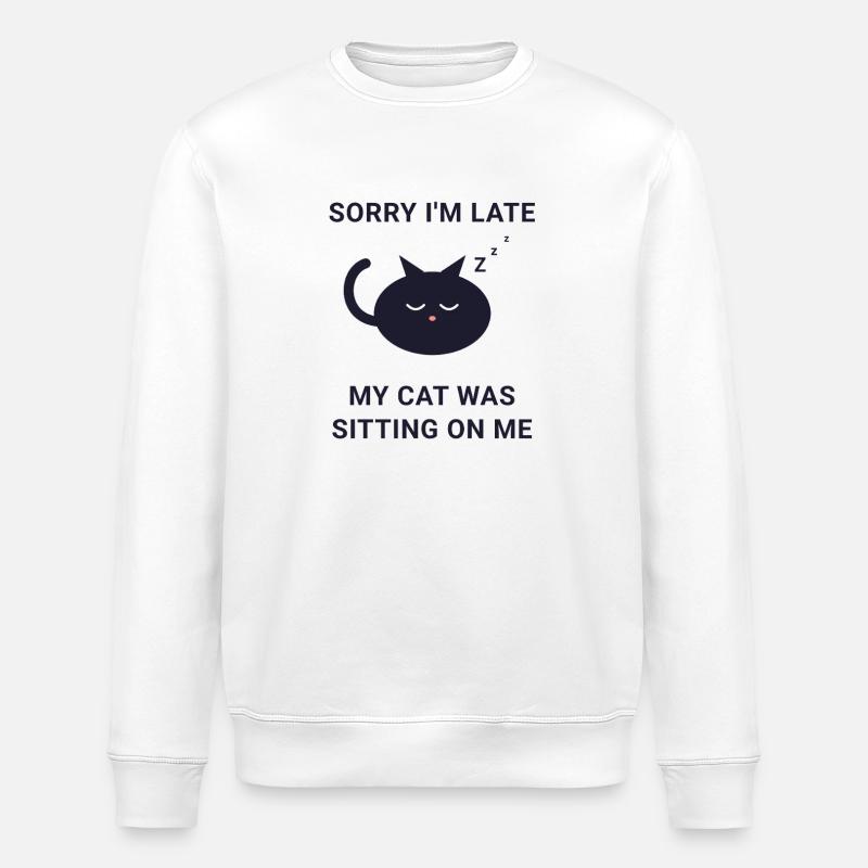 Late Cat Nap Excuse Tee - Stanley/Stella ROLLER Unisex Organic Sweatshirt - white