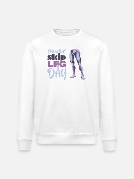 Never Skid Leg Day Graphic - Stanley/Stella ROLLER Unisex Organic Sweatshirt - white