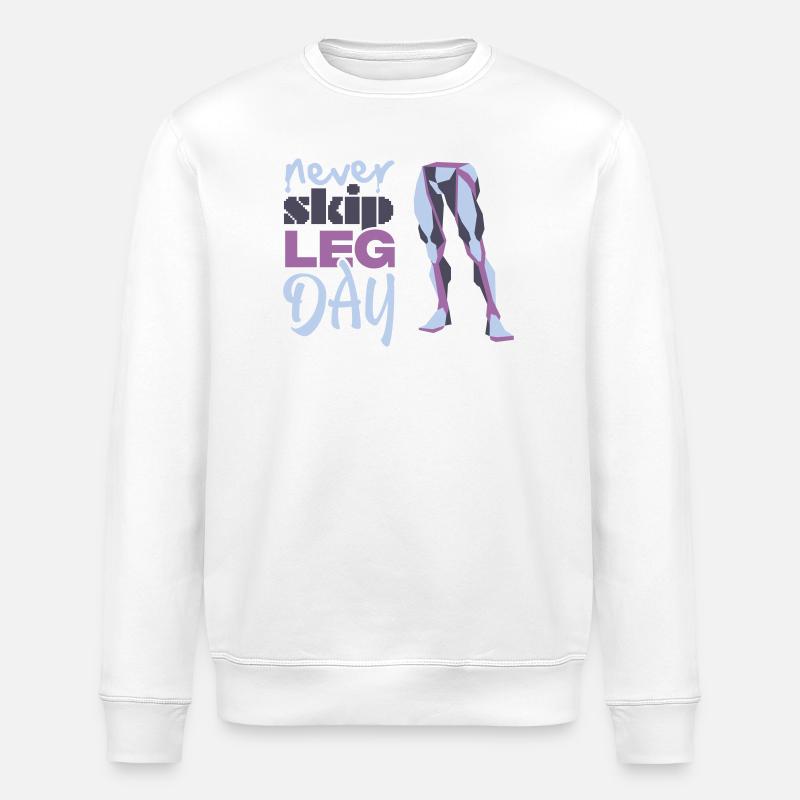 Never Skid Leg Day Graphic - Stanley/Stella ROLLER Unisex Organic Sweatshirt - white