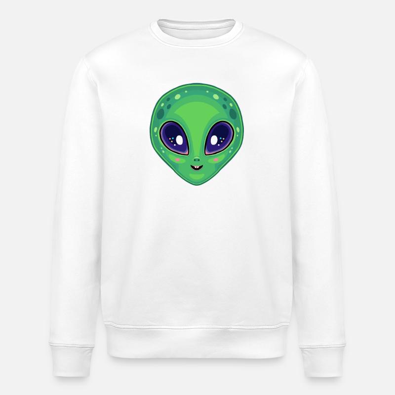 Cute Kawaii Bright-Eyed Alien - Stanley/Stella ROLLER Unisex Organic Sweatshirt - white