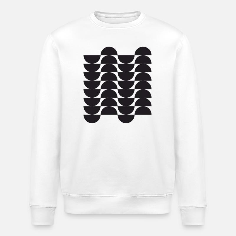 Noir Wave Geometric Grid - Stanley/Stella ROLLER Unisex Organic Sweatshirt - white