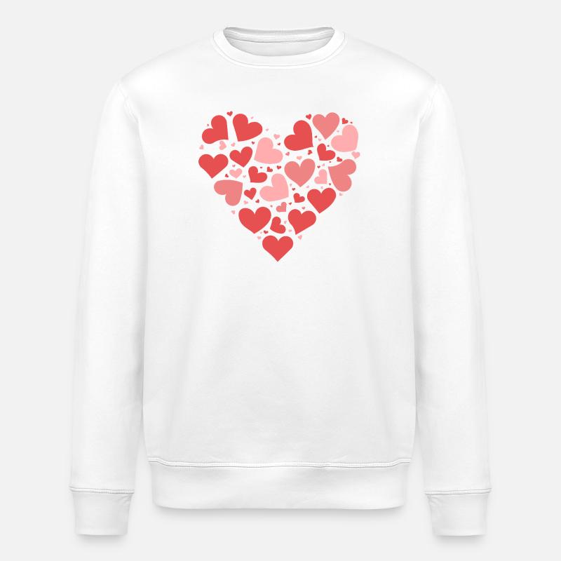 Herz Collage - Rosa Rotes Love Design - Stanley/Stella Unisex Bio-Sweatshirt ROLLER - Weiß