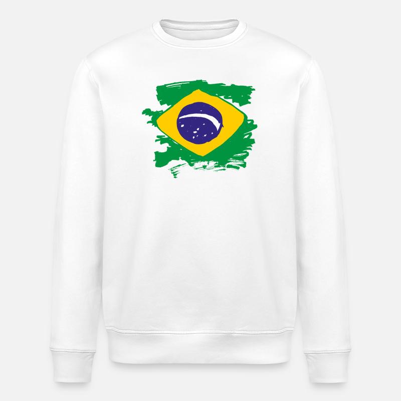 Brazil Flag - Stanley/Stella ROLLER Unisex Organic Sweatshirt - white
