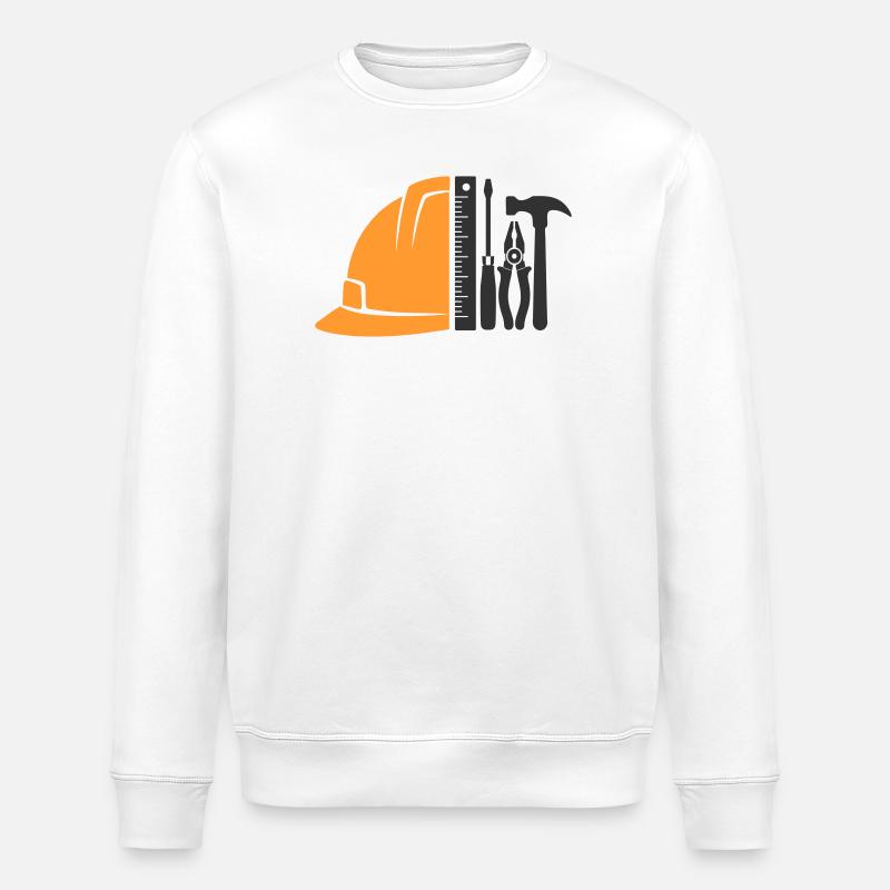 Werkzeug & Bauhelm – Handwerker Logo - Stanley/Stella Unisex Bio-Sweatshirt ROLLER - Weiß