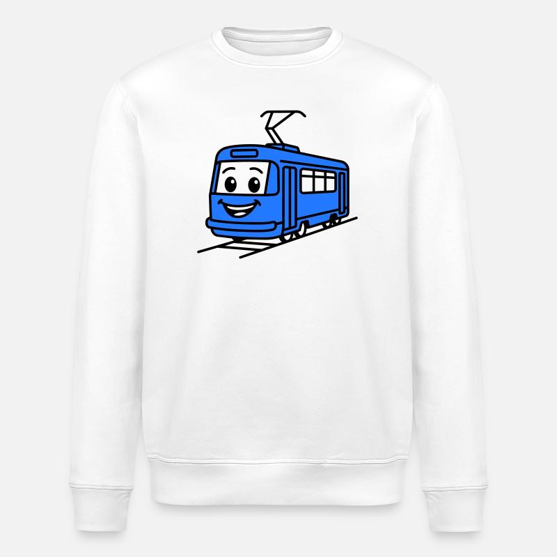 Straßenbahn-Cartoon - Stanley/Stella Unisex Bio-Sweatshirt ROLLER - Weiß