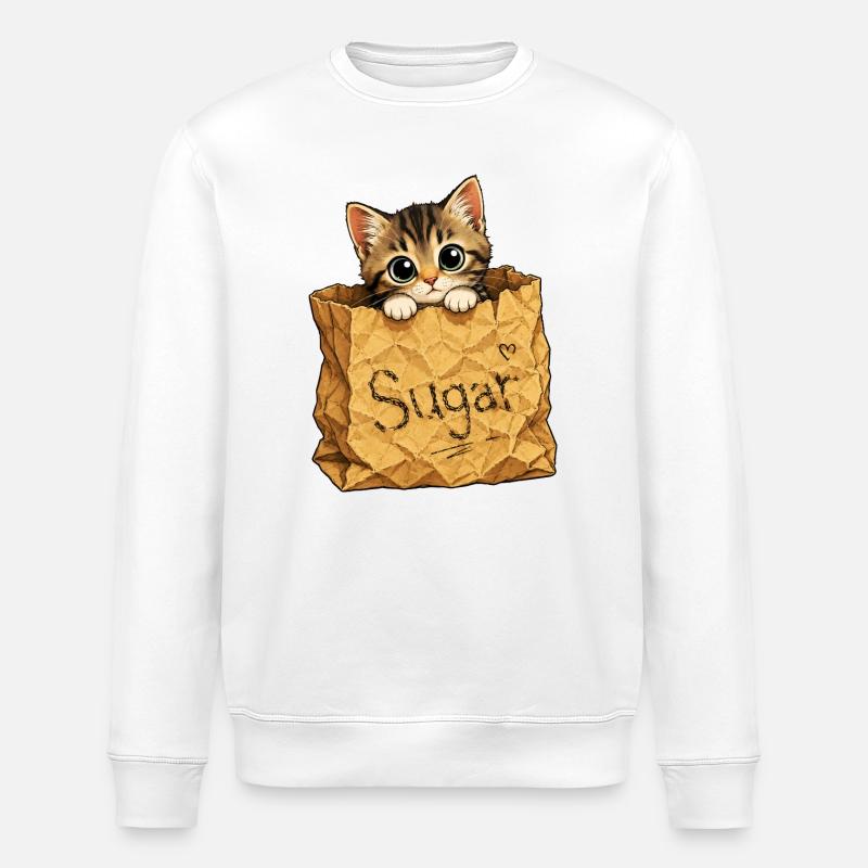 Kitten in a bag - Stanley/Stella ROLLER Unisex Organic Sweatshirt - white