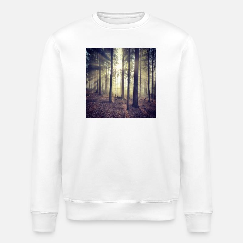 Sonnenstrahlen Waldlicht - Stanley/Stella Unisex Bio-Sweatshirt ROLLER - Weiß