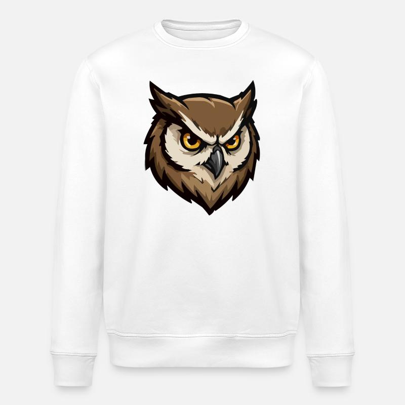 Wachender Eulenkopf Pixel-Stil - Stanley/Stella Unisex Bio-Sweatshirt ROLLER - Weiß