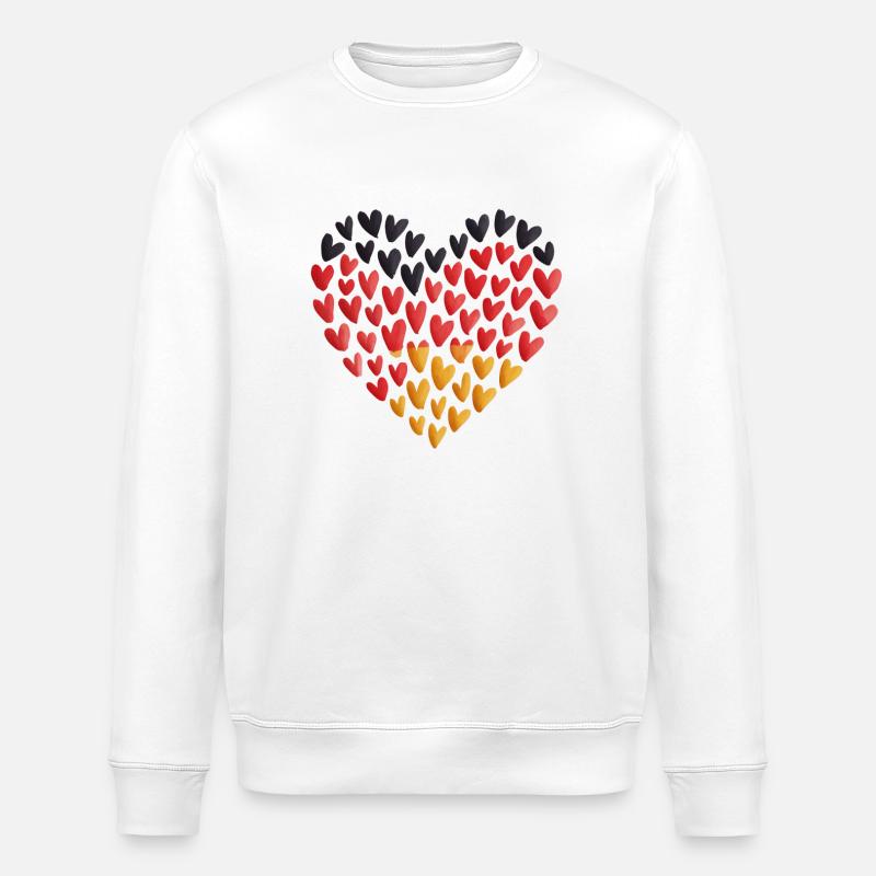 Deutschlandflagge Deutschland Herz - Stanley/Stella Unisex Bio-Sweatshirt ROLLER - Weiß