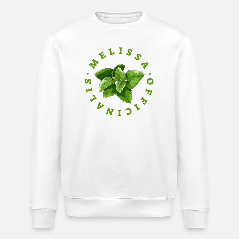 Lemon Balm Leaf Circular Emblem - Stanley/Stella ROLLER Unisex Organic Sweatshirt - white
