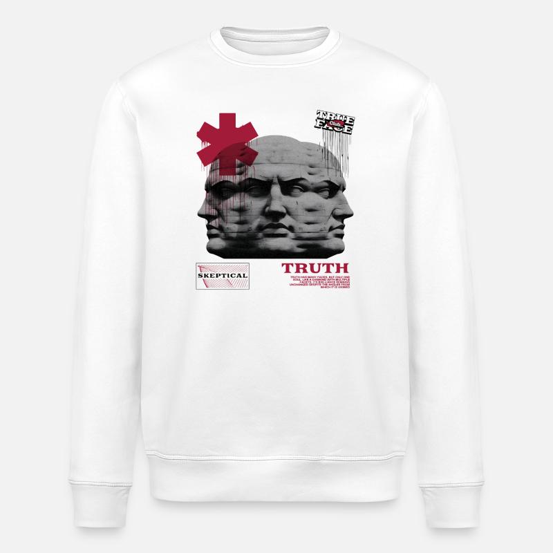 Fragmentierte Masken der Wahrheit - Stanley/Stella Unisex Bio-Sweatshirt ROLLER - Weiß